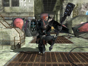 A Fierce Battle Scene Featuring Halo Brutes Wallpaper