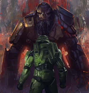 A Fierce Pack Of Halo Brutes In Battle Wallpaper