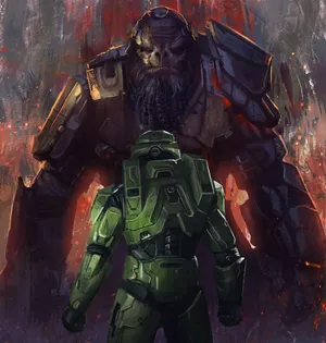 A Fierce Pack Of Halo Brutes In Battle Wallpaper