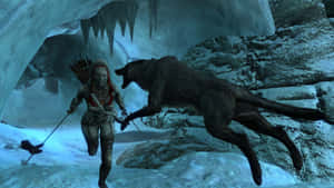 A Fierce Wolf Attack In The Wilderness Wallpaper