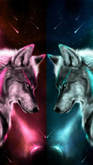 A Fire And Ice Wolf Ruling The Night Wallpaper