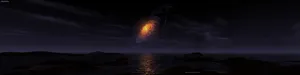 A Fireball Is Flying Over The Ocean Wallpaper