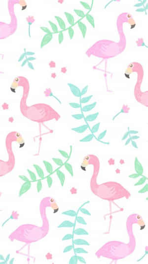 A Flock Of Graceful Pink Flamingos Wallpaper