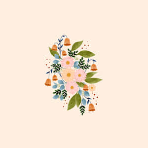 A Floral Illustration On A Beige Background Wallpaper