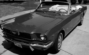 A Ford Mustang Gt Convertible Roaring Down The Highway Wallpaper