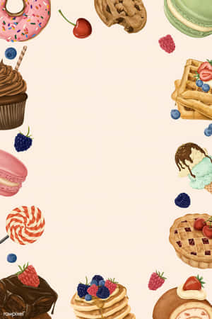 A Frame With A Variety Of Desserts Wallpaper