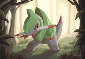 A Fraxure In A Serene Forest Setting Wallpaper