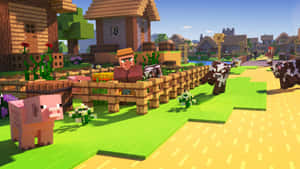 A Friendly Gathering Of Minecraft Villagers Wallpaper