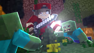 A Friendly Gathering Of Minecraft Villagers Wallpaper