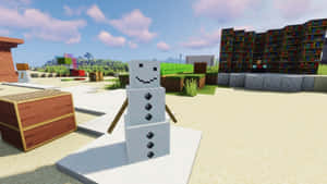 A Friendly Minecraft Snow Golem In The Winter Wonderland Wallpaper