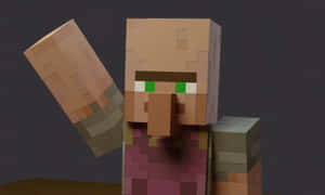 A Friendly Minecraft Villager Offering A Trade In A Picturesque Village Setting Wallpaper