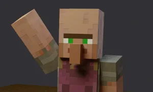 A Friendly Minecraft Villager Offering A Trade In A Picturesque Village Setting Wallpaper