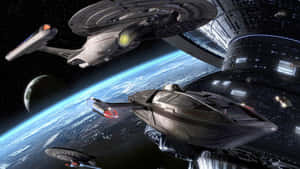 A Full Fledged Starship, The Enterprise Embarks On Another Journey Wallpaper