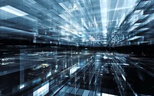 A Futuristic City With Lights And A Futuristic City Wallpaper