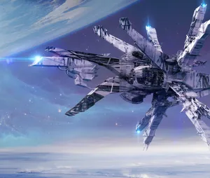 A Futuristic Spaceship In Deep Space Wallpaper