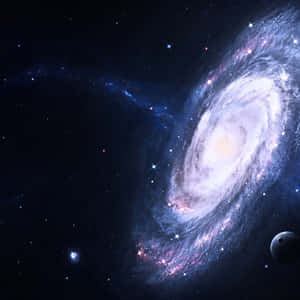 A Galaxy With A Spiral Galaxy In The Background Wallpaper