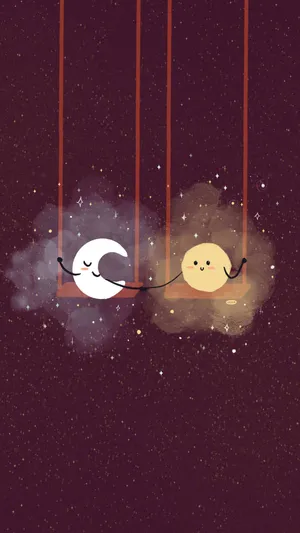 A Gentle And Beautiful Sight Of A Baby Moon In The Night Sky. It Casts Its Light On The Surrounding Area, Making For A Breathtaking View. Wallpaper