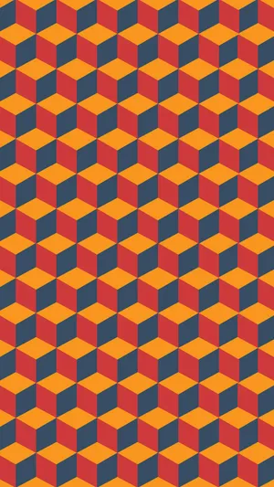 A Geometric Pattern With Orange And Blue Squares Wallpaper