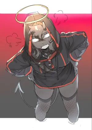 A Girl In A Black Hoodie With A Red Hood Wallpaper