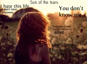 A Girl In A Field With The Words, Don't Know Me Wallpaper