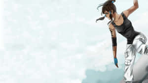 A Girl Is Standing On A Rock Wallpaper