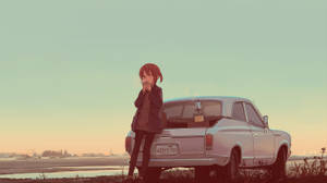 A Girl Standing Next To A Car Wallpaper