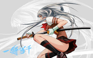 A Girl With Long Hair And A Sword Wallpaper