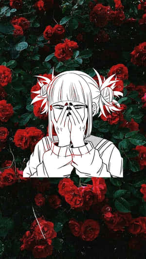A Girl With Red Roses In The Background Wallpaper
