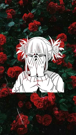 A Girl With Red Roses In The Background Wallpaper