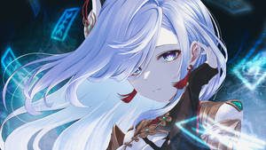 A Girl With White Hair And Blue Eyes Wallpaper