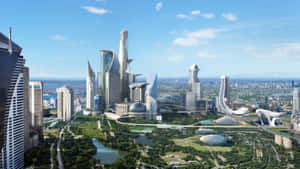 A Glimpse Of The Futuristic City Wallpaper