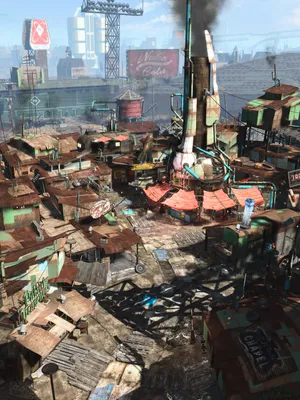 A Glittering Night Skyline Of Diamond City Wallpaper