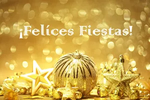 A Gold Background With The Words Felices Fiestas Wallpaper