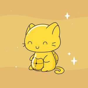 A Golden Cartoon Cute Cat Set As A Profile Picture. Wallpaper