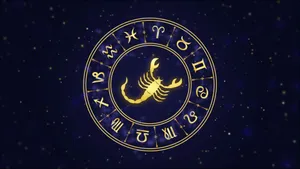 A Golden Scorpion With Stars In The Background Wallpaper