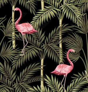 A Graceful Pair Of Pink Flamingos Wallpaper