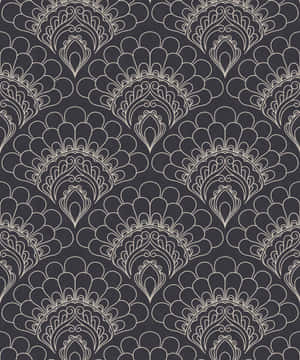 A Gray And White Pattern With A Floral Design Wallpaper