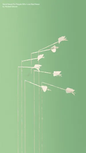 A Green Background With A White Bird On A Pole Wallpaper