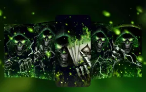 A Green Background With Skeletons On It Wallpaper