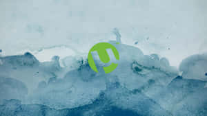 A Green Logo On A Blue Background Wallpaper