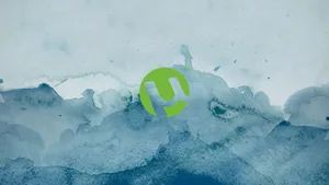 A Green Logo On A Blue Background Wallpaper