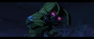 A Green Monster With Pink Eyes In The Dark Wallpaper