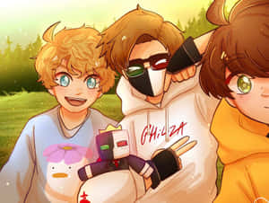 A Group Of Anime Characters Posing For A Picture Wallpaper