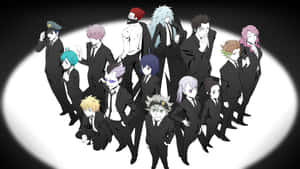 A Group Of Anime Characters Standing In A Circle Wallpaper