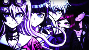 A Group Of Anime Characters With Purple Lights Wallpaper