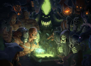 A Group Of Characters In A Dark Room Wallpaper