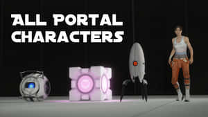 A Group Of Iconic Portal Characters In Action Wallpaper