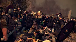 A Group Of Men In Armor Fighting In A Battle Wallpaper