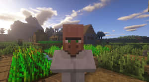 A Group Of Minecraft Villagers Gather In Their Village Wallpaper