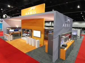 A Group Of People And Trading Booth At An Exhibition Wallpaper